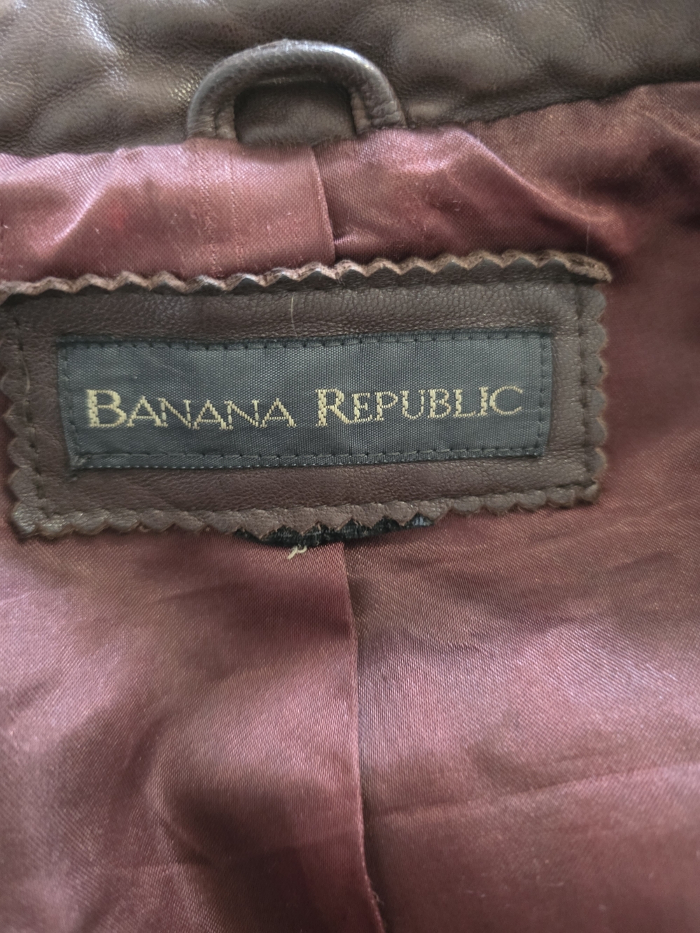 Y2K Banana Republic Genuine Leather Cropped Moto Jacket Brown - Picture 10 of 11